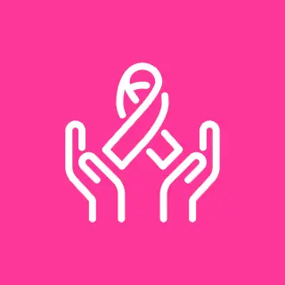 Hands holding breast cancer awareness ribbon.
