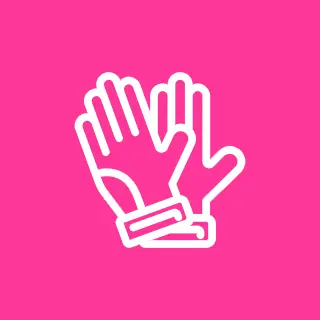 Outline of gloves on pink background.